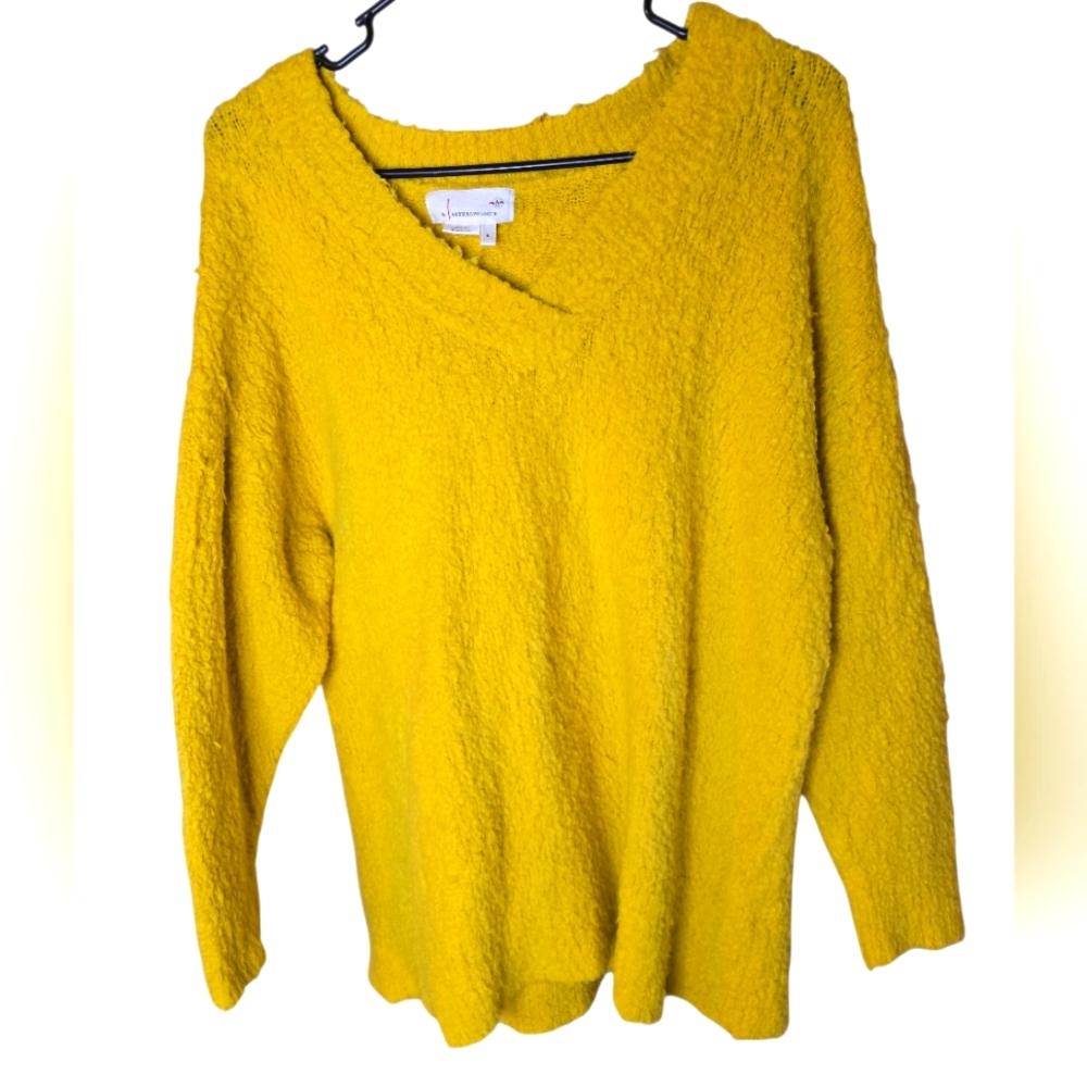 Anthropologie Merino And Alpaca Wool Blend Colorful V Neck Sweater Sz Small